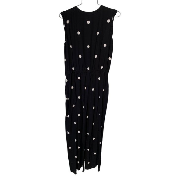 Loft Jumpsuit Size Small Flutter Sleeve Polka Dot Straight Leg Black White Rayon - Picture 3 of 7